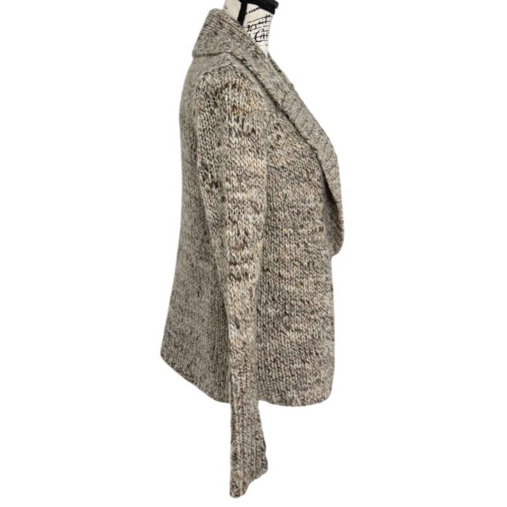 Talbots Open Front Knit Cardigan Sweater Chunky Shawl Collar Wool Alpaca Size S - Picture 2 of 7
